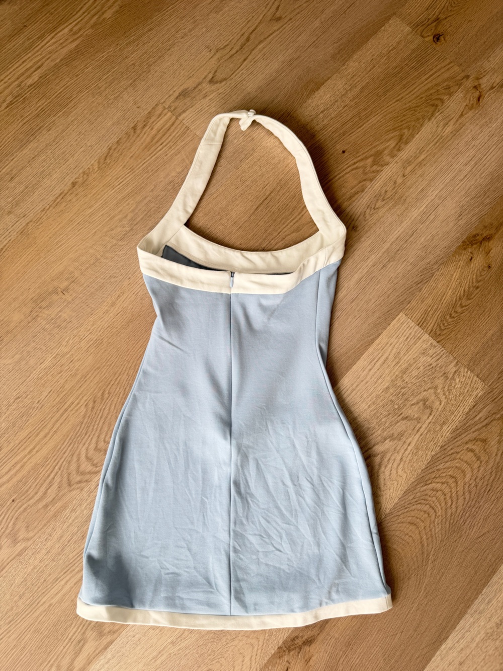 MAJORELLE Ceci Blue White Halter Mini Dress XS - Picture 6 of 7